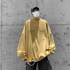 水洗做旧加绒加厚卫衣男23冬高领笑脸印花打底衫XZ514-2-X56-P78，男装T恤，星座514-2(原B239)