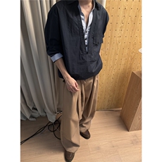 春秋日系复古假两件衬衫男宽松休闲百搭长袖衬衣外套LCS2111-P40，男装衬衫，星座1008