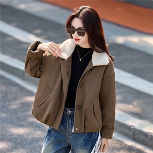 秋冬夹棉外套女2025新款绝美巨好看的韩系休闲短款chic毛领派克服图片