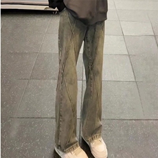 【有货】DK87-P58复古蓝解构微喇牛仔裤男生潮牌痞帅炸街直筒裤，男装牛仔裤，星座603-2