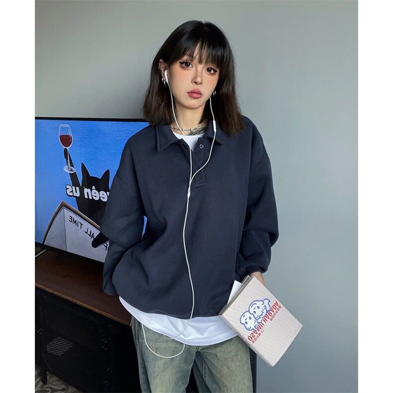 抖音得物高品质二开25秋冬美式高街结构设计POLO翻领卫衣外套W77,男装卫衣,电商A486-1