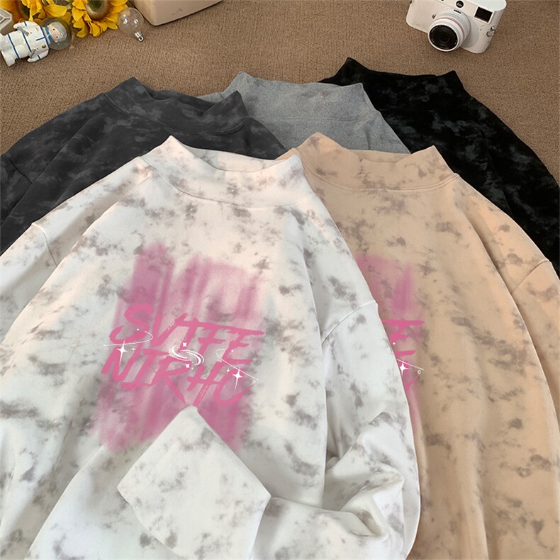 260克重磅扎染德绒半高领打底衫【有货】C403A-DR25525ZR-P25,男装T恤,电商C403A