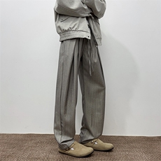 新款条纹褶皱休闲裤春秋季宽松休闲慵懒风直筒裤，男装休闲裤，星座410-6（原星座1304-1）