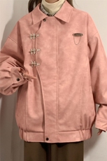 1抖音148大码M-5XL粉色皮衣宽松情侣女夹克男77083P105，女装皮衣，星座226-2