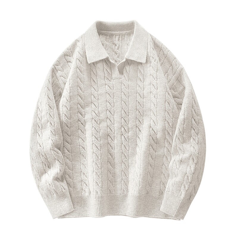 MF7435-CG-BRP52跨境麻花v领毛衣男款韩系穿搭翻领套头polo翻领，男装针织衫/毛衣，星座510A-3