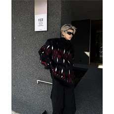 秋冬季仿貂毛毛衣男美式小众分割设计感高街复古慵懒针织衫MY9536，男装针织衫/毛衣，星座506