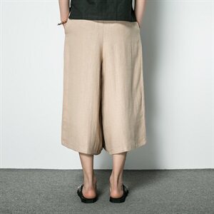 中国风夏季棉麻七分裤男士宽松裙裤潮流休闲运动阔腿裤D335P70图片