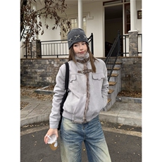 现货美式复古麂皮绒加厚保暖立领短款显高棉服6056/P110，男装棉衣，星座205-3