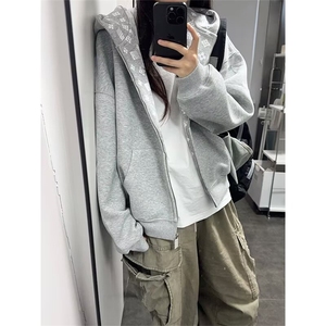 美式潮牌卫衣男女款外套春秋冬季2025新款运动连帽开衫拉链衣服图片