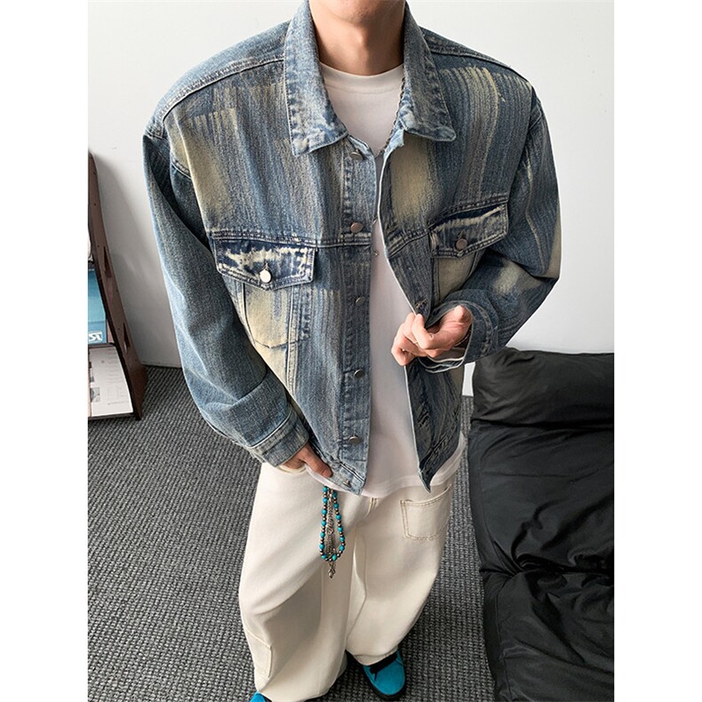 港风秋款男牛仔夹克衫扎染渐变色宽松休闲外套JAk1055p82，男装夹克，星座1013-1