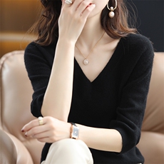 宽松型套头单件长袖2025年夏季女士羊毛衫时尚百搭，女装羊毛衫，春贝羊绒