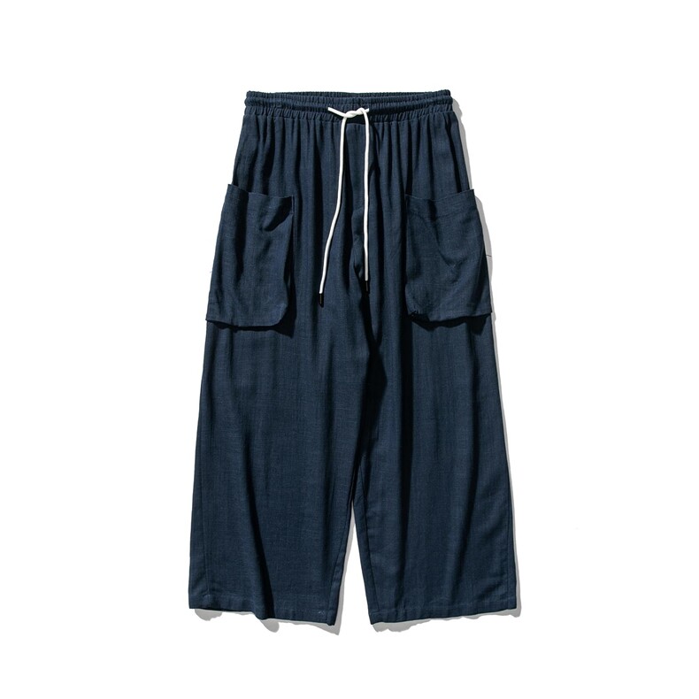 夏季大码风棉麻亚麻休闲哈伦透气直筒阔腿裤汉服K132/P75,男装民族服装,电商A221A