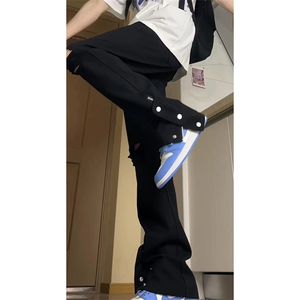 美式高街ins小众拉链hiphop排扣破洞休闲牛仔裤货号K642P60控78图片