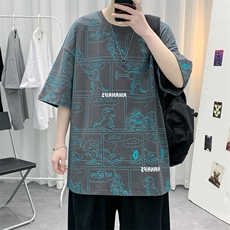 夏季青少年卡通印花半袖T恤潮纯棉短袖男女同款1455-P38控价58，男装T恤，电商A441-1