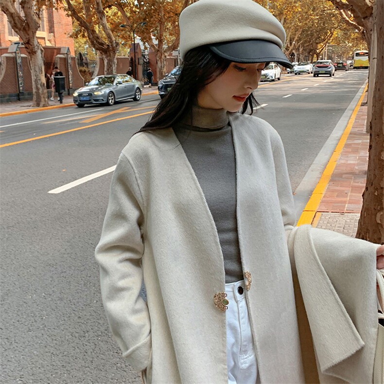 高级感慵懒风30%绒双面呢大衣经典百搭显瘦长款外套，女装双面呢大衣，乾庄羊绒