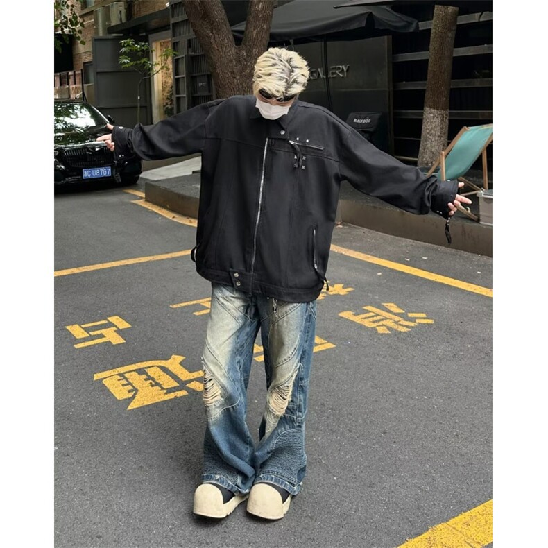 2024潮牌潮美式机能牛仔夹克外套男女宽松休闲秋季W9320/P78,男装夹克,星座506