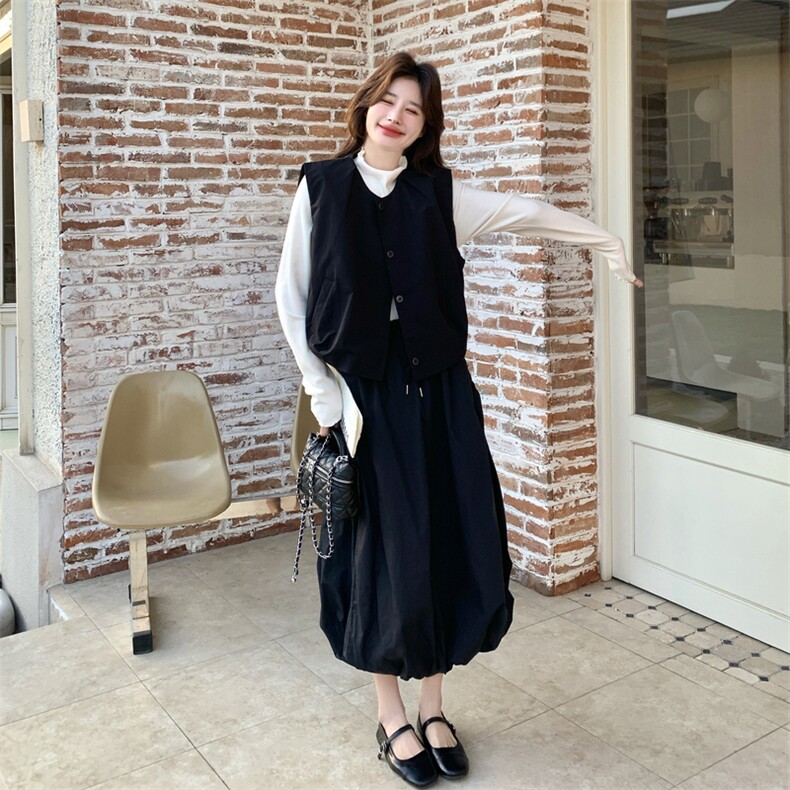 26春新款-优雅休闲宽松减龄马甲花苞裙套装2622-P170K278,女装套装/套裙,2B190