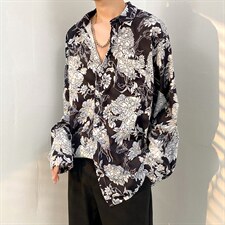 2025秋季新款衬衫青少年长袖免烫宽松扎染印花男衬衫CS2312-P35，男装衬衫，电商A062