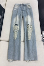B221美式ins高街暗黑宽松直筒破洞牛仔裤LK25502-特P45控78，男装牛仔裤，电商B221