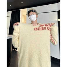 B352P57秋冬男装圆领慵懒风毛衣打底衫宽松保暖，男装T恤，星座512-6