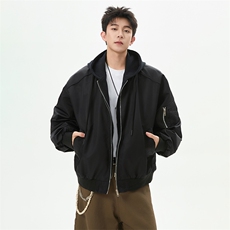 假两件连帽夹克男潮流百搭保暖户外外套J063P95158，男装夹克，电商A073