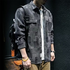 牛仔衬衫男生外套秋冬款休闲百搭长袖高级感秋冬装上衣423/P50，男装衬衫，星座506
