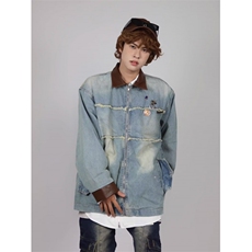 1506/Q80860/P45FORNIN巴恩风水洗做旧春季款美式复古外套，女装短外套，星座1506