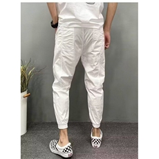 夏季新款棉麻六兜韩版黑白休闲裤九分裤潮流修身新款流行慵懒原宿，男装休闲裤，星座506A