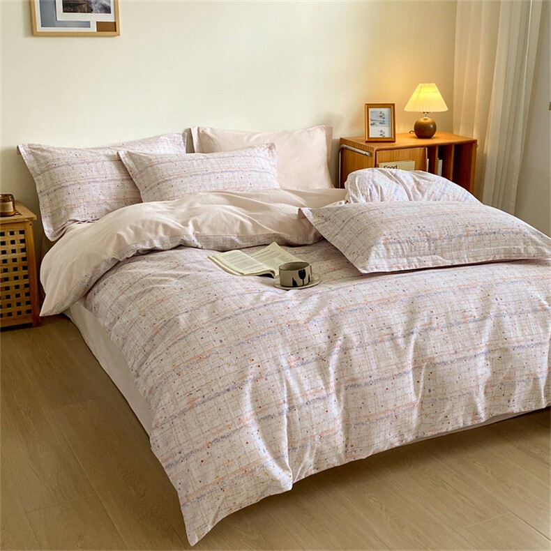 新款A类磨毛简约格子四件套，床品套件，一起卖家纺