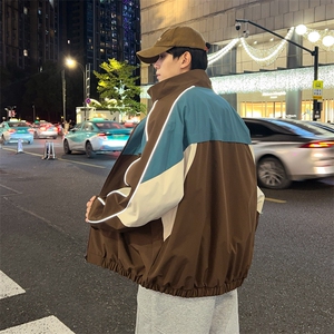 复古撞色拼接立领冲锋衣外套男开衫外套夹克棒球服JK01577-P68图片