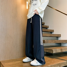 8XL-M三条杠运动裤大码直筒长裤美式街头阔腿裤休闲卫裤KZ1905P58，男装休闲裤，电商B238