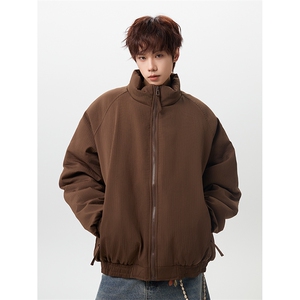 MFDD012-P80 冬季日系竖条纹美拉德棉衣男宽松保暖棉服外套图片