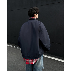 飞行员假两件夹克男美式复古设计感衬衫格子棉服外套M0626-P85图片