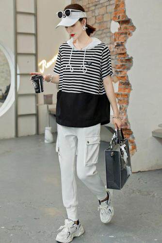 条纹针织带帽衫，女装，陶子频道