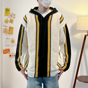 美式连帽撞色条纹毛衣针织衫 F853 P50图片