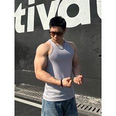 重磅弹力透气螺纹背心男款打底t恤弹性健身运动310A-4-BX66-P13，男装T恤，星座310A-4