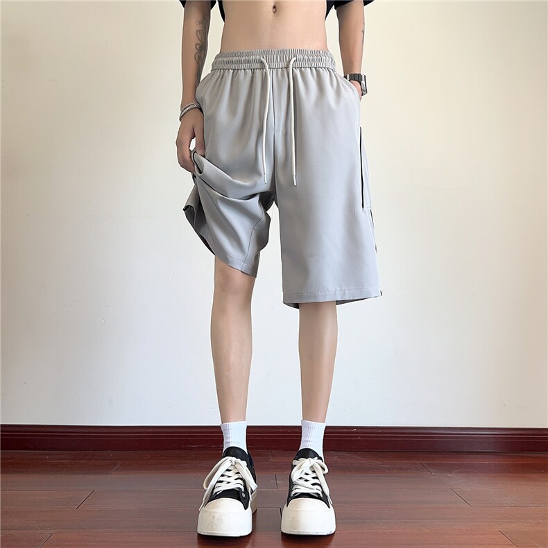 凉感重磅男冰丝解构线条设计感休闲短裤X416B-1-DK3089-特P28限48,男装牛仔裤,星座416B-1