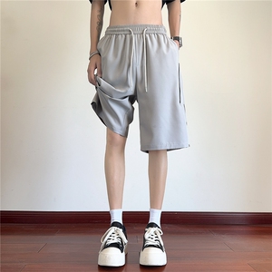 凉感重磅男冰丝解构线条设计感休闲短裤X416B-1-DK3089-特P28限48图片