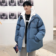 港风ins撞色拼接拼料厚款保暖连帽情侣棉服A071-Y281-P130，男装棉衣，电商A071