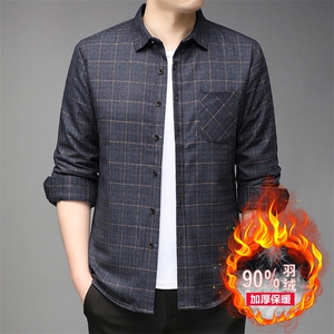 冬季衬衫男士可拆卸内胆保暖羽绒服衬衫男内外套衬衣爸爸轻薄男装图片