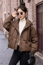 加厚保暖白鸭绒羽绒服女2024冬新款小个子洋气时尚连帽面包服外套，女装羽绒服，依如秀(原杭风阁)