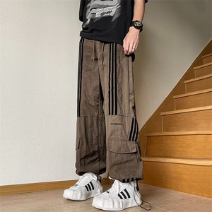 夏季新款潮牌宽松直筒休闲裤美式复古条纹工装裤 现货 K7975-P42图片