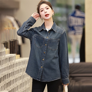 牛仔外套女春秋2025新款小个子衬衫休闲气质韩版时尚早春长袖上衣图片