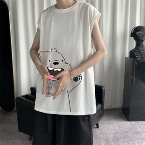 BX25131-P25 纯汗背心男士大码宽松汗衫男无袖t恤男 港风图片