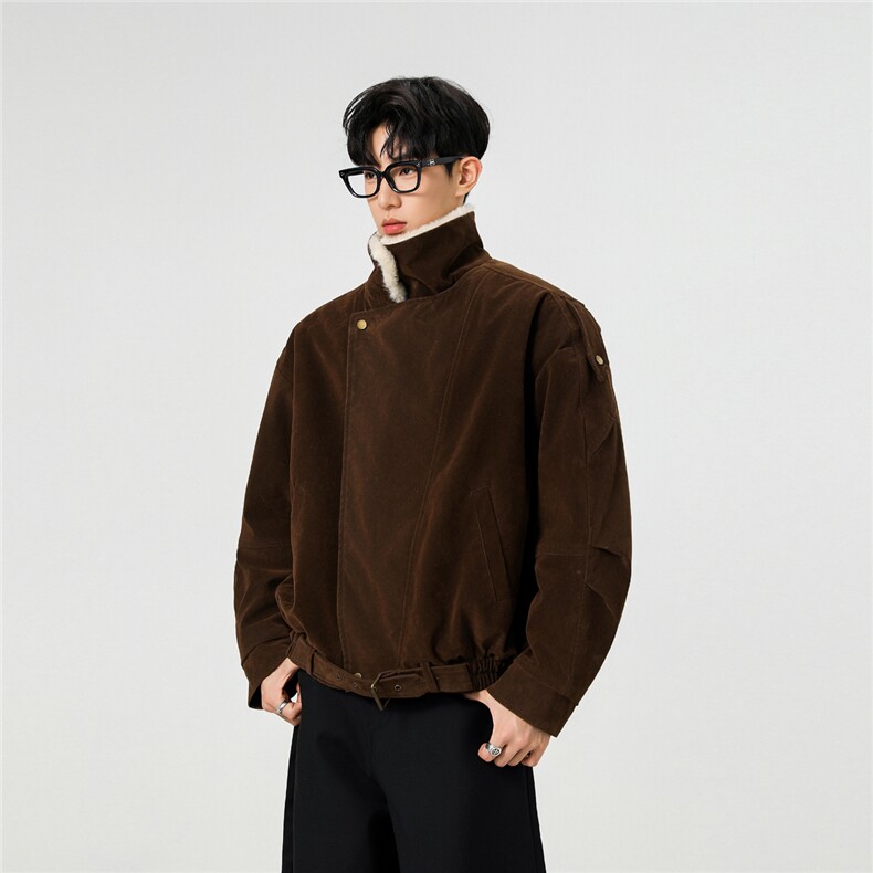 2026冬季新款麂皮绒加厚翻领拼接棉衣MY089-P115控188,男装棉衣,电商A072