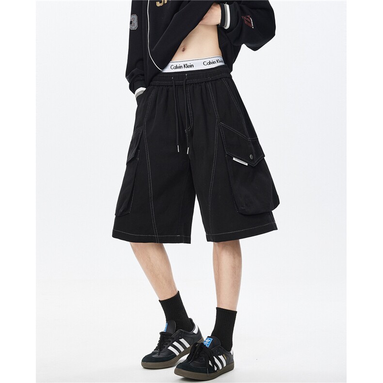 美式机能工装短裤多口袋扎染水洗宽松5分裤男KH138特P45控78,男装牛仔裤,电商A341