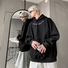 港风大码刺绣麂皮绒袋鼠兜套头连帽卫衣男XZ213-JPR204-P45控68，男装卫衣，星座213