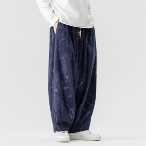秋冬新款 大码日系风直筒阔腿休闲裤新中式灯芯绒潮 K289/P65图片