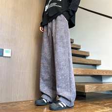 ！2025秋冬新款男士潮牌破洞休闲直筒裤情侣卫裤WK2101特P45，男装休闲裤，电商B220