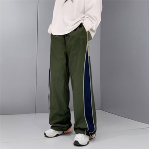 美式hiphop拼接运动裤男女高街直筒工装裤阔腿宽松休闲裤CK21 P45图片